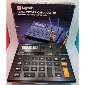 Vintage Logitech LC-823 Dual Power Calculator With Two Pen Holders PopUp Display